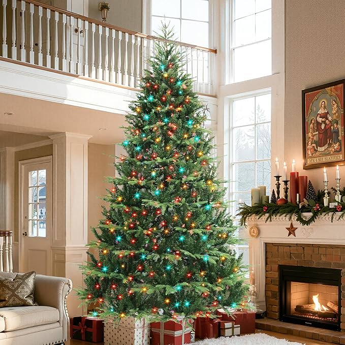 HOLLO STAR 9 ft Prelit Christmas Tree with 1200 LED Lights, App Control, Aspen Artificial Christmas Tree, Multi-Color RGBW Lights, 4432 PE & PVC Branch Tips, for Home, Party