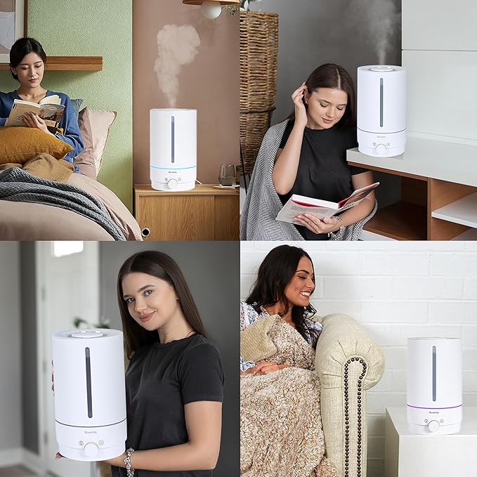 BlueHills Premium Set of Two Large 5000 ML XL and 4000 ML Essential Oil Diffusers Humidifier Combo for Large Room Home with Décor LED Lights Great Gift – White