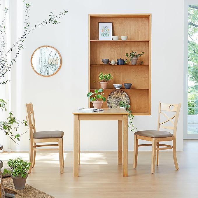 Livinia Cabin 33.5" Wooden Dining Table/Small Rectangular Modern Farmhouse Solid Wood Kitchen Table Desk (Natural)
