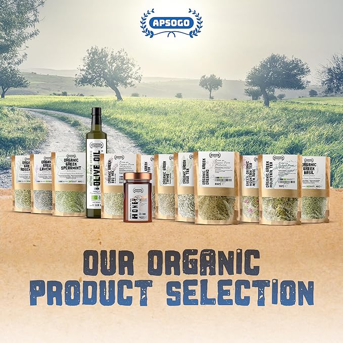 Apsogo Organic Greek Lavender – Premium Dried Flowers (1.76 oz), Organic Herbal Lavender Tea & Culinary Use, Whole Buds in Resealable Pouch