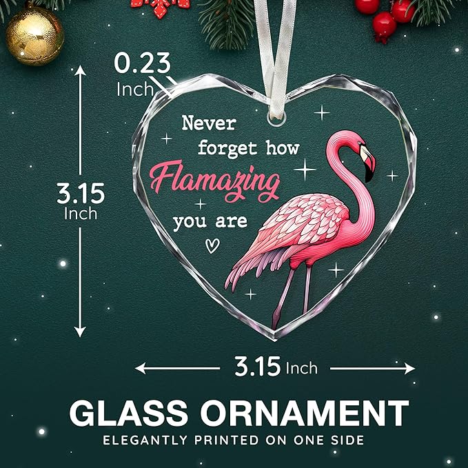 Flamingo Christmas Ornaments - Pink Flamingo Ornaments for Christmas Tree, Novelty Holiday Flamingo Gifts for Bird Lovers, Unique Ornament Celebrating A Tropical Holiday Theme