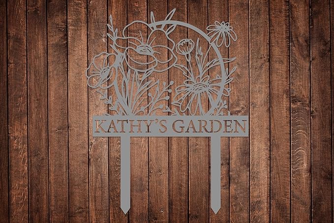 Personalized Metal Garden Sign with Stake, Custom Garden Decor for Outdoor, Custom Family Name Sign, Patio Decorations, Lawn Art, Farmhouse Decorative, Housewarming Gift (CstmDesign12)