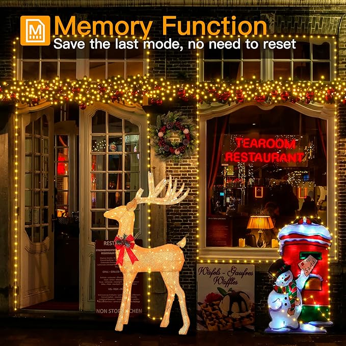 Ollny Christmas Lights Warm and Multicolor, 600LED 197FT Christmas Tree Lights IP67 Waterproof, Plug in Fairy Light with Remote 11 Modes Timer, Xmas Light for Outdoor Indoor House Holiday