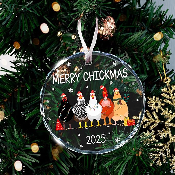 Chicken Ornament - Festive Rooster Decorations for Christmas Tree, Charming and Unique Chicken Christmas Ornaments, Perfect for The 2025 Holiday Season, Ideal Gift for Poultry Lovers