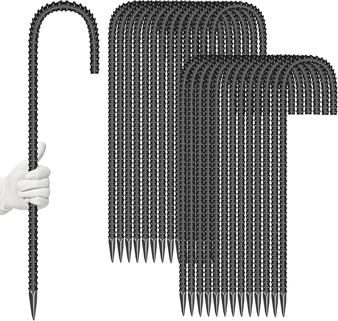 27 Pieces 16-Inch Garden Ground Stakes Galvanized Steel J Shape Hook Rebar Stake - Heavy Duty Anchors for Tents, Position Kits,Fences, and Trampolines