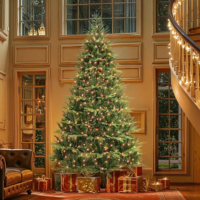 HOLLO STAR 9 ft Prelit Christmas Tree with 1200 LED Lights, App Control, Aspen Artificial Christmas Tree, Multi-Color RGBW Lights, 4432 PE & PVC Branch Tips, for Home, Party