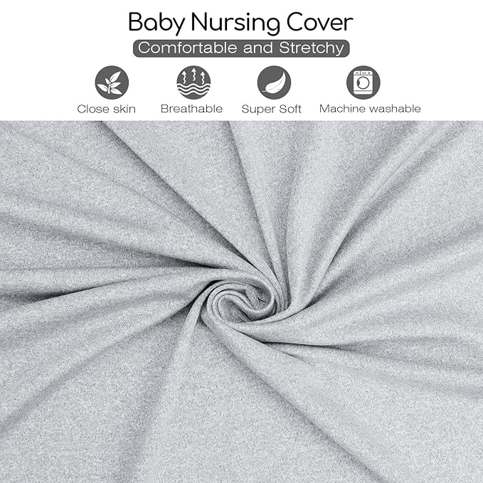Nursing Cover & Baby Nursing Poncho,Multi Use Breastfeeding Cover for CarSeat Canopy, High Seat Cover, Stroller Cover, Shopping Cart Cover,Nursing Scarf for Boy and Girl by Kefee Kol (Grey)