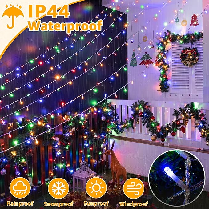 Ollny Christmas Lights Outdoor 800LED 262FT, Multicolor Plug in Fairy Light with Remote, 8 Modes Waterproof Timers Dimmable LED String Lights for Indoor House Outside Bedroom Patio Balcony