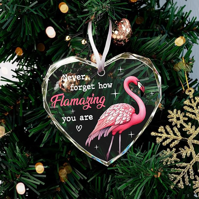Flamingo Christmas Ornaments - Pink Flamingo Ornaments for Christmas Tree, Novelty Holiday Flamingo Gifts for Bird Lovers, Unique Ornament Celebrating A Tropical Holiday Theme