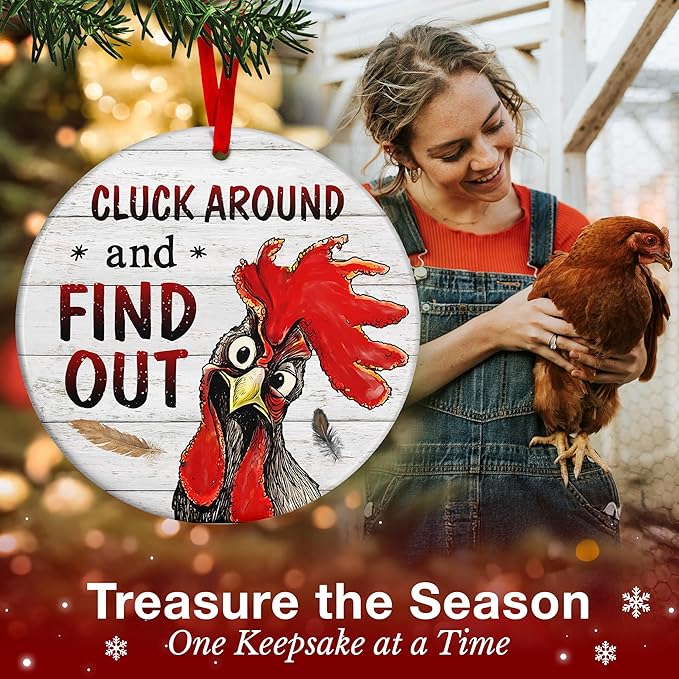 Rooster Ornament - Chicken Ornaments for Christmas Tree, Farm Animal Ornament, Yearly Collection 2025, Ideal for Hangings On Christmas Chicken Tree, Coop-Themed Ornaments