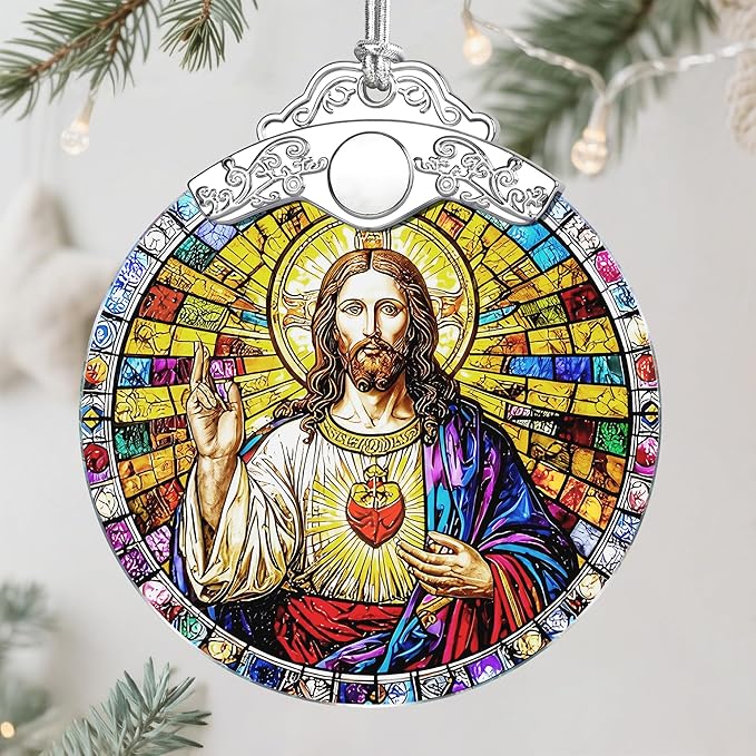 Jesus Christ Ornament, Christmas Ornament, Christmas Decoration, Religious Holiday Decor, Gifts for Christian, Religious Gifts, Gift Exchange, Gift Idea - Pattern B