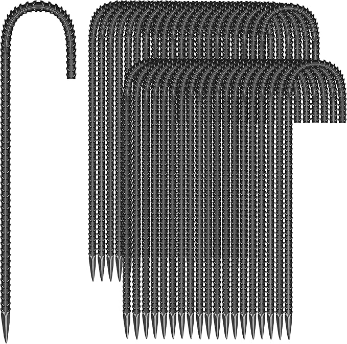 40 Pieces 12-Inch Garden Ground Stakes Galvanized Steel J Shape Hook Rebar Stake - Heavy Duty Anchors for Tents, Position Kits,Fences, and Trampolines