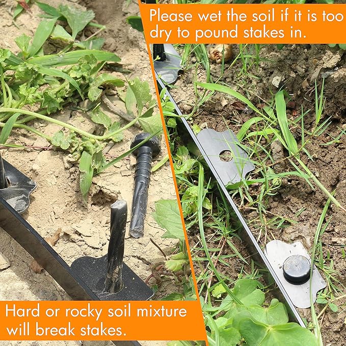 Gardzen 1.5" x 80' Landscape Edging Kit, Garden Edging Coil Comes with 100 Pcs Spikes, No Dig Lawn Border Design